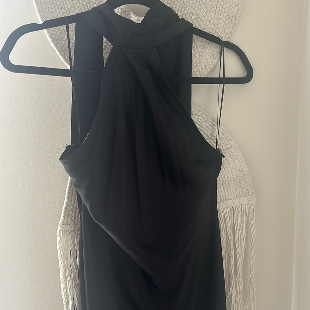 Black silky midi dress